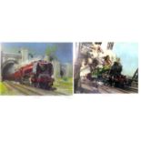 After Terence Cuneo (British, 1907-1996): two signed limited edition locomotive prints, 'Flying