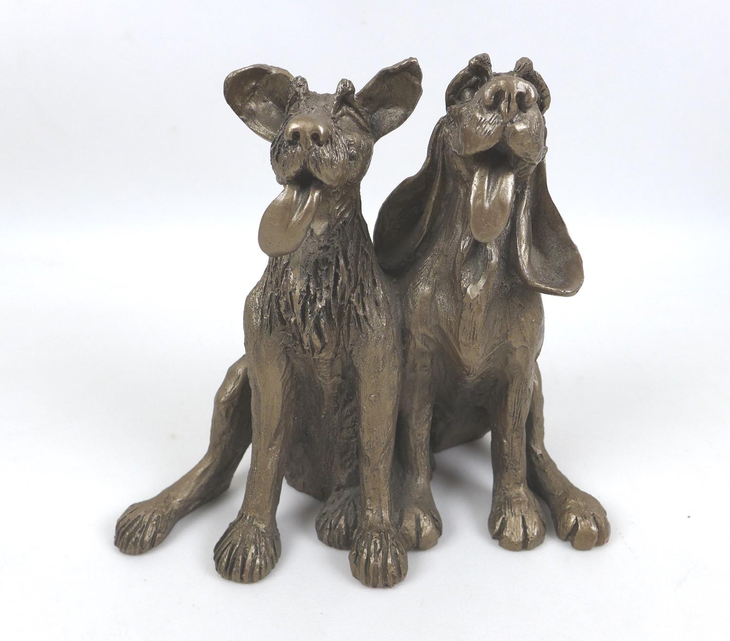 A group of three modern canine sculptures, bronze resin, a larger on of a sitting terrier, a Frith - Image 4 of 9