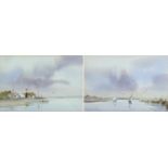 John Hume (Norfolk School, 20th century): a pair of watercolours, 'Norfolk Broads Sailing' and '