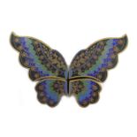 An early to mid 20th century, four cloisonne enamel lidded trinket boxes forming a butterfly, each