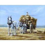 Keith W. Hastings (British, b. 1948): 'The Hay Cart', signed lower right, oil on board, 18.5 by