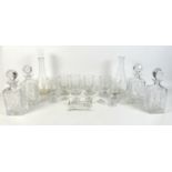 A collection of glassware, comprising six rummers, each approximately 6 by 13cm high, four liqueur