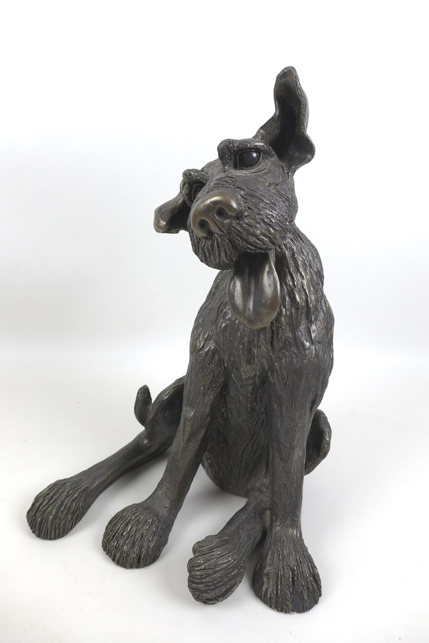 A group of three modern canine sculptures, bronze resin, a larger on of a sitting terrier, a Frith - Image 2 of 9