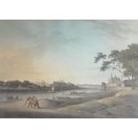 After William and Thomas Daniell: a pair of modern prints, 'View of Mutura, on the River Jumna,