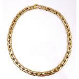 An 18k gold Italian fancy link necklace, clasp to one end, maker 'La.or.', marked 750, 0.9 by 0.4 by