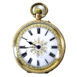 A Continental 14ct gold lady's open faced pocket watch