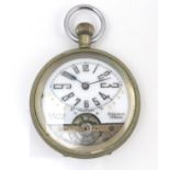 Two pocket watches, comprising an early 20th century Swiss nickel cased open faced 8 day pocket