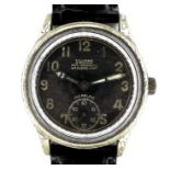 A German WWII military Silvana steel and chrome plated wristwatch