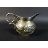 A Wang Hing and Co Chinese export silver jug, decorated with a sinuous dragon chasing his tail