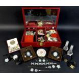 A collection of Victorian and later coinage with costume jewellery with jewellery case, including