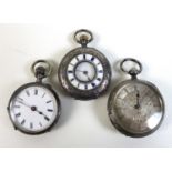 A Victorian key wound pocket watch with silvered Roman numeral dial, silver dust cover, 50mm