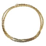 A gentleman's 9ct gold flattened curb-link neck chain, 24g.