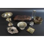 A collection of silver and silver plated wares, comprising a George V, silver tazza with bright