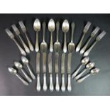 A suite of late 19th century Latvian 875 grade silver and Swedish steel cutlery, by Carl Theodor