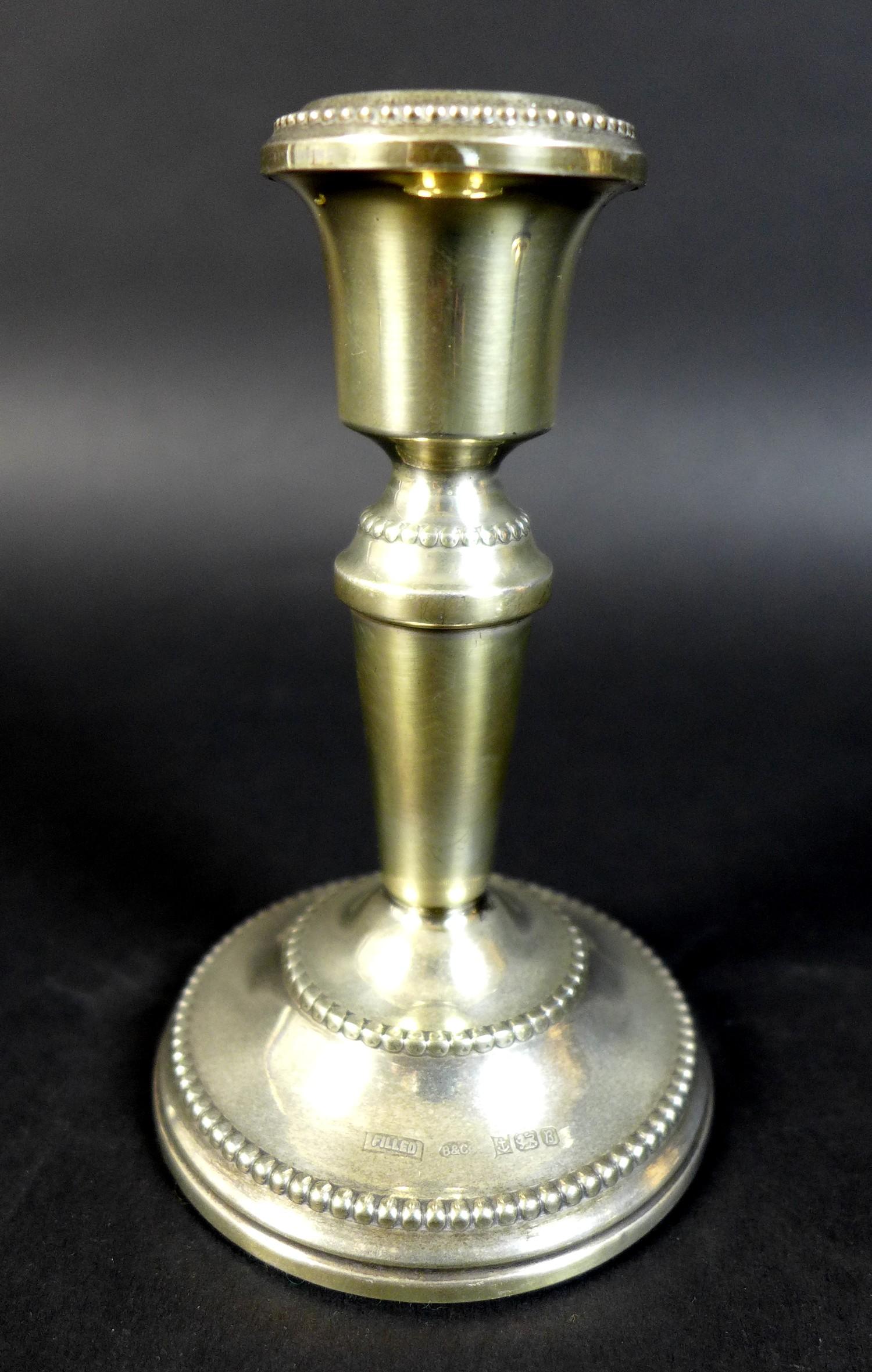 A pair of George V silver candlesticks, of stepped octagonal form, James Dixon, Sheffield 1919, 17cm - Image 7 of 11