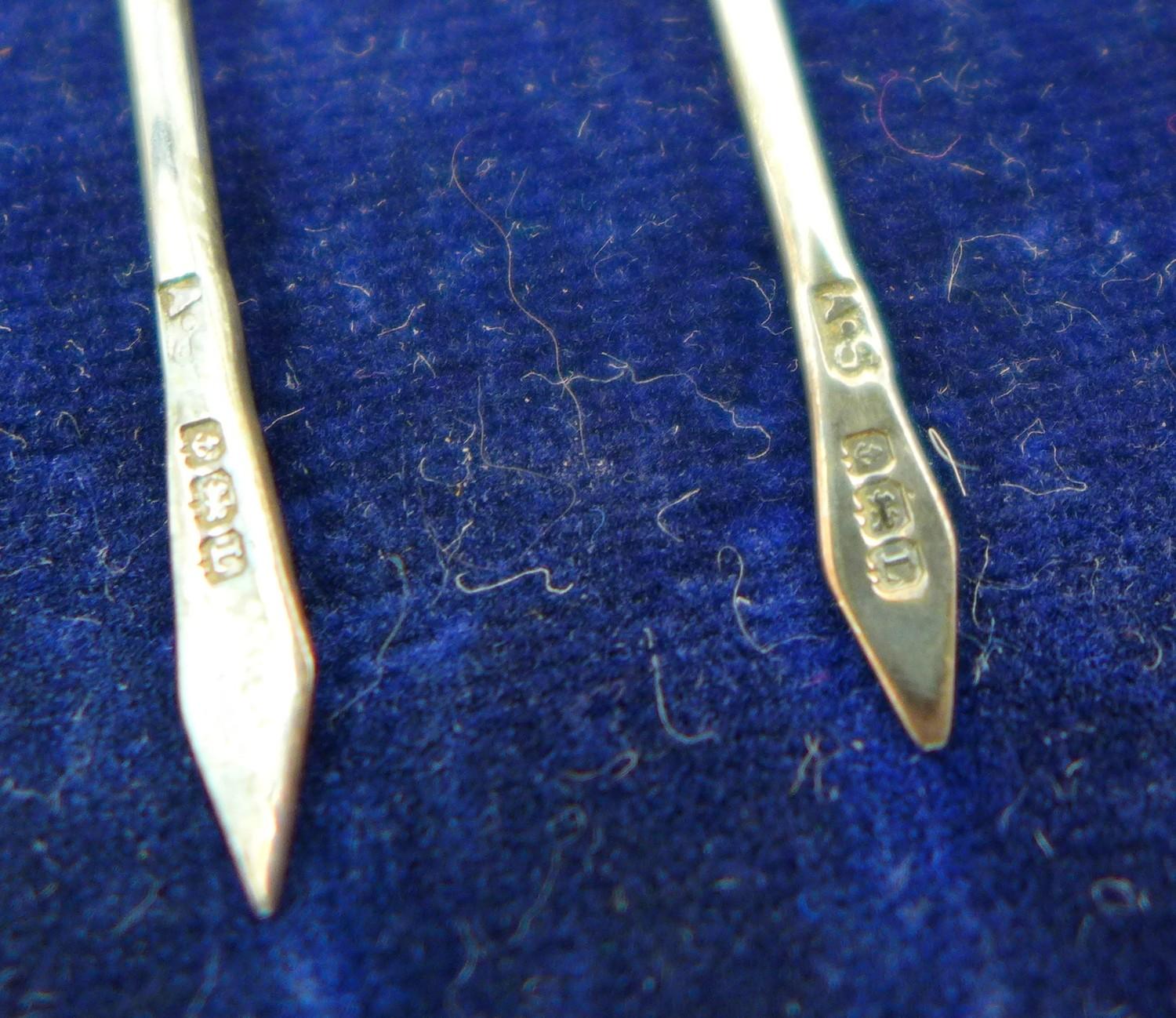 A set of six George V silver cocktail sticks, by Amnora, England, the terminals in the form of - Image 3 of 6