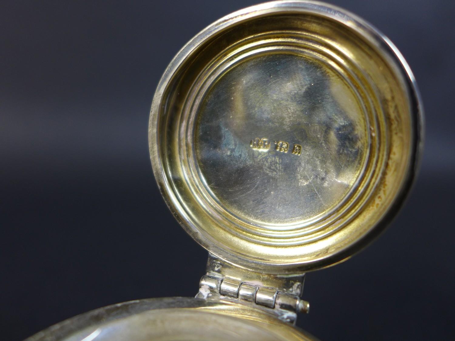 A group of four silver items, comprising a capstan inkwell, with hinged top, London 1917, makers - Image 5 of 13