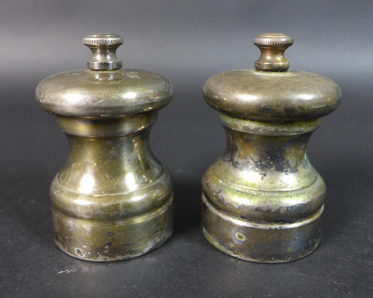 Five pieces of various silver cruet wares, a pair of twin handled salts with gadrooned bases, - Image 9 of 9