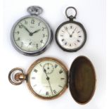 A group of three pocket watches, comprising an American Waltham 'Traveler' grade gold plated full