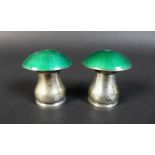 A pair of Danish silver novelty salt and pepper shakers, by Egon Lauridsen, in the form of mushrooms