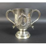 A George III silver twin handled cup, with inscription 'Presented by the Bridgwater Friendly Society