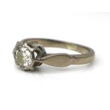 A platinum, white gold and diamond solitaire ring, the diamond of approximately 0.4ct, size L, 2.9g.