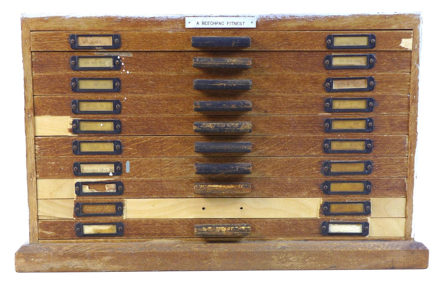 A collection of watch parts, contained within an oak ten drawer table top chest - Image 7 of 9