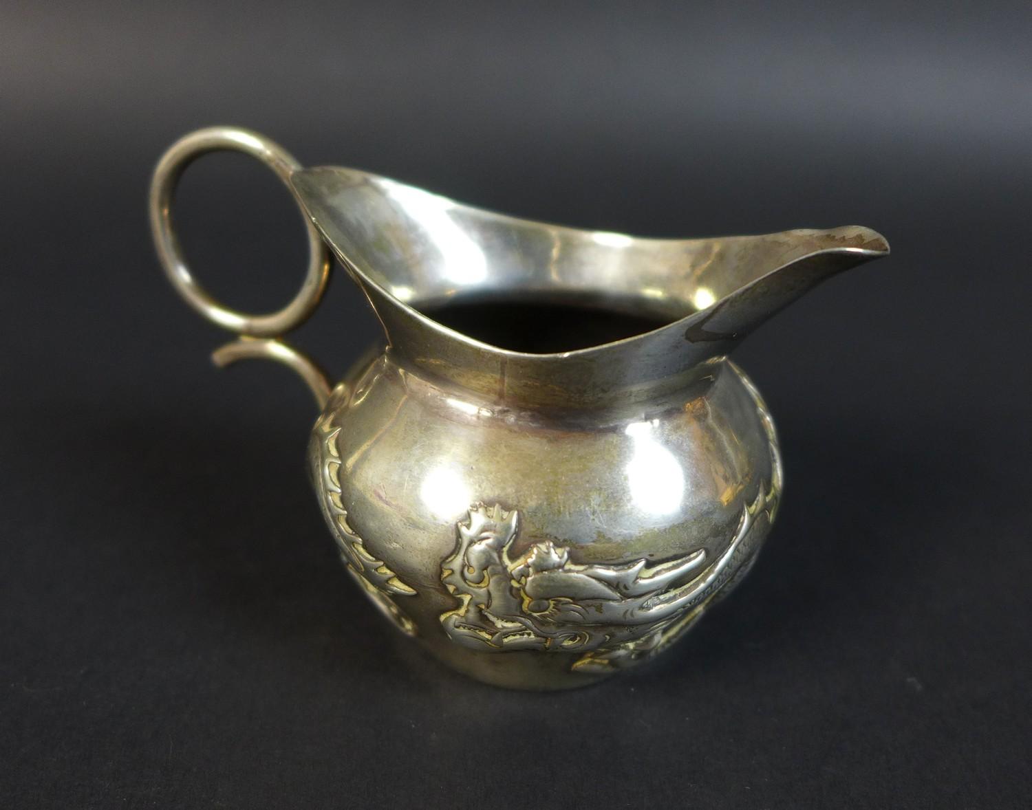 A Wang Hing and Co Chinese export silver jug, decorated with a sinuous dragon chasing his tail - Image 6 of 9