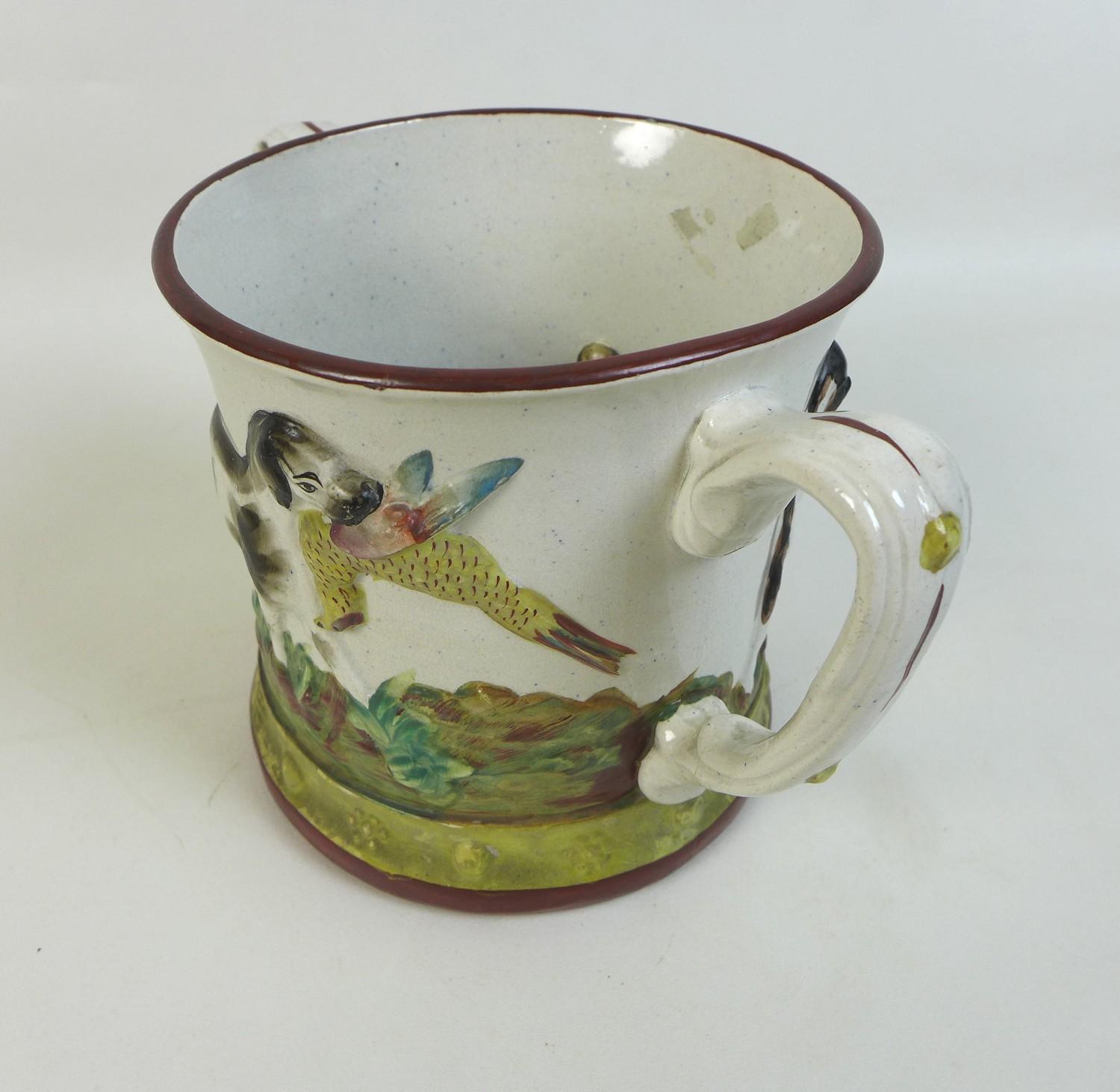 An early 19th century Derby porcelain tankard, decorated with a reserve of trees by a flowing - Image 7 of 15