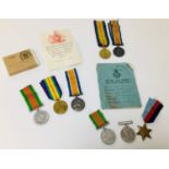 Three WWI and a WWII medal groups, comprising a WWI War and Victory medals for 4441 Pte. J.C.