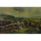 David Woodland (British, 20th century): 'The Battle of Waterloo', a large oil on canvas, signed