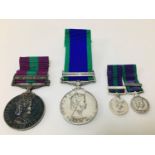 An ERII Campaign service medal and General Service medal, for different recipients, Campaign Service