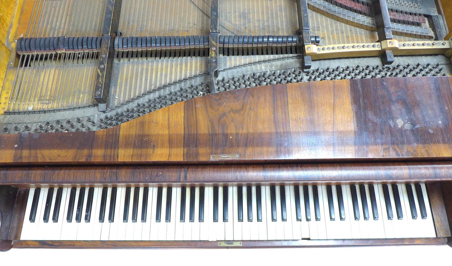 A Victorian Kirkman parlour grand piano, circa 1870, with rosewood veneered case, wooden frame and - Image 8 of 19