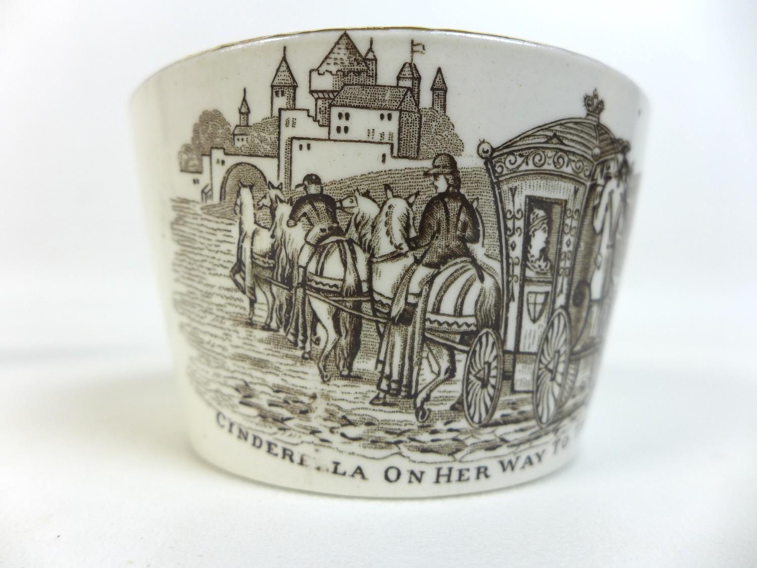 An unusual Victorian ceramic child's tea set, the whole decorated with scenes from Cinderella, - Image 17 of 18