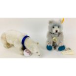 Two Steiff soft toy bears, a Titanic Polar bear, and a 1929 Classic replica bear, both without