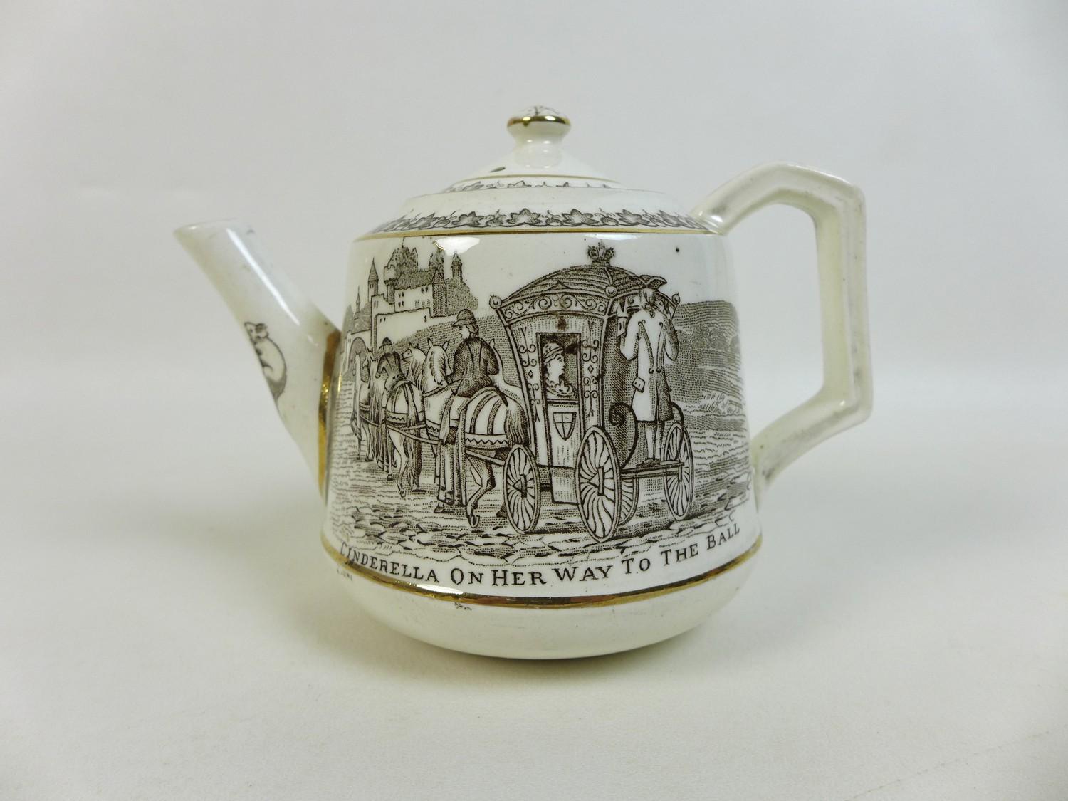 An unusual Victorian ceramic child's tea set, the whole decorated with scenes from Cinderella, - Image 2 of 18