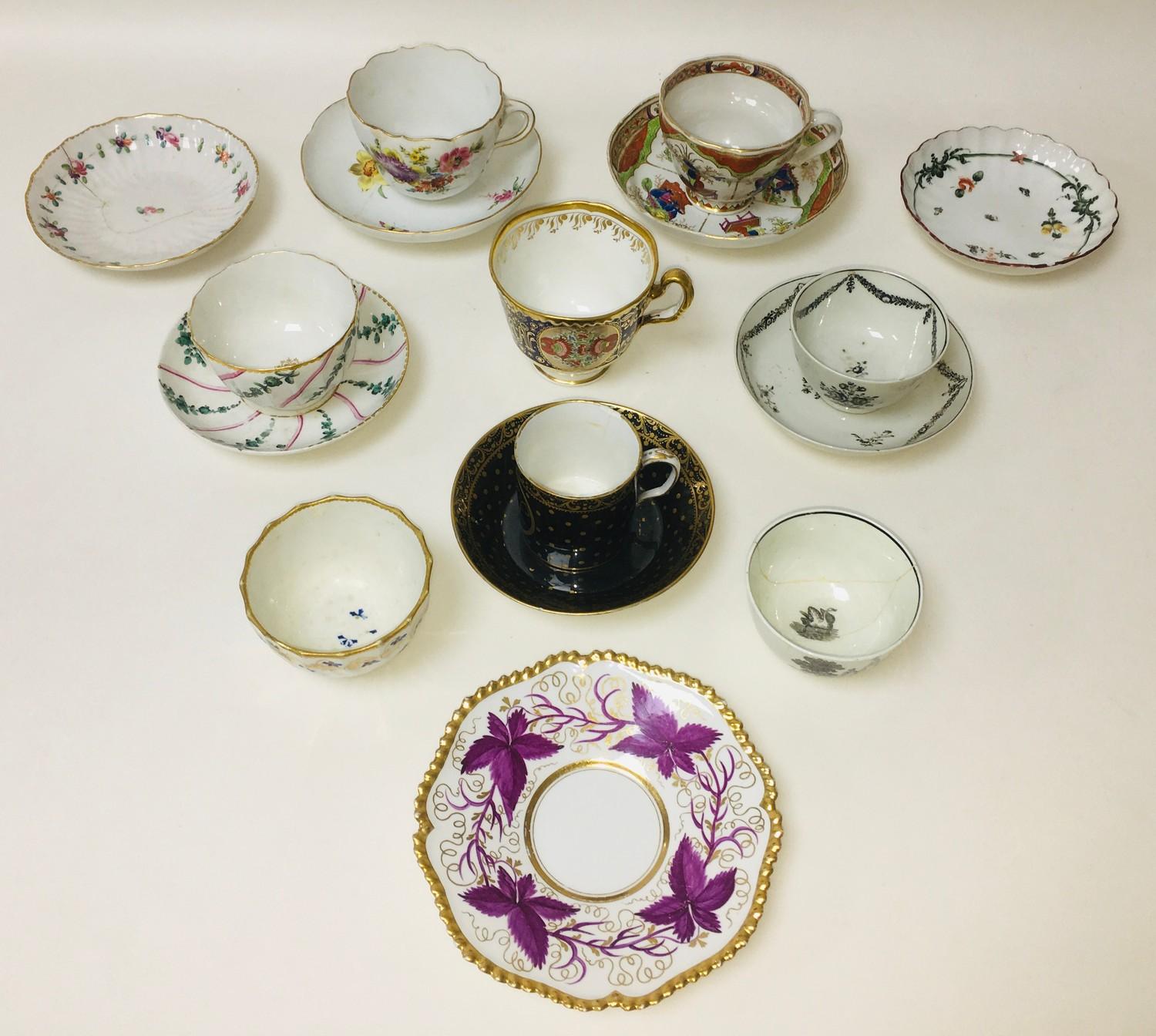 A group English and continental 19th century and later porcelain tea wares, including a Royal