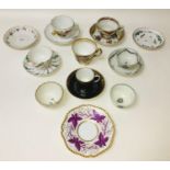 A group English and continental 19th century and later porcelain tea wares, including a Royal
