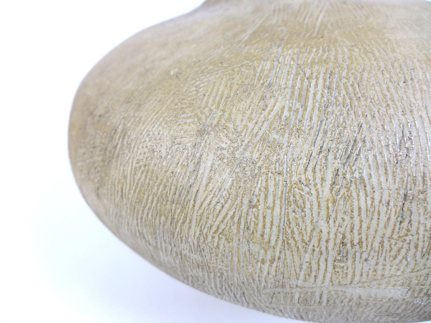 A large studio pottery vase, of compressed ovoid form with pronounced oval section mouth, - Image 5 of 8