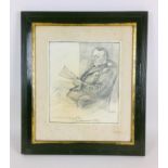 An early 20th century British school portrait of a seated bespectacled gentleman, pencil on paper,