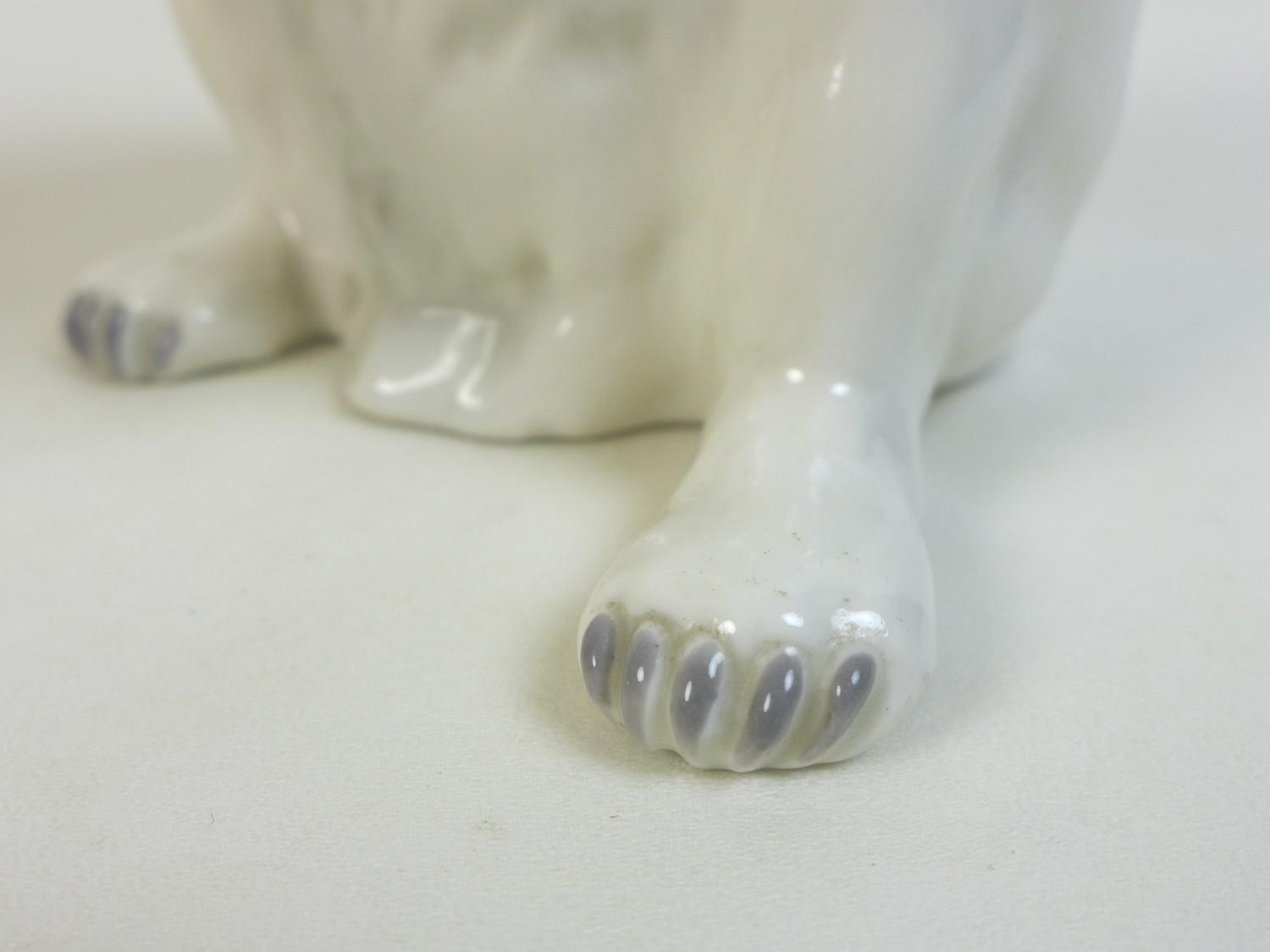 A 20th century Sitzendorf Polar bear figurine, the bear posed bearing teeth and rearing up from - Image 6 of 9