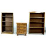 A mahogany bookcase of five shelves, with curved back, 82 by 22 by 126cm high, together with a