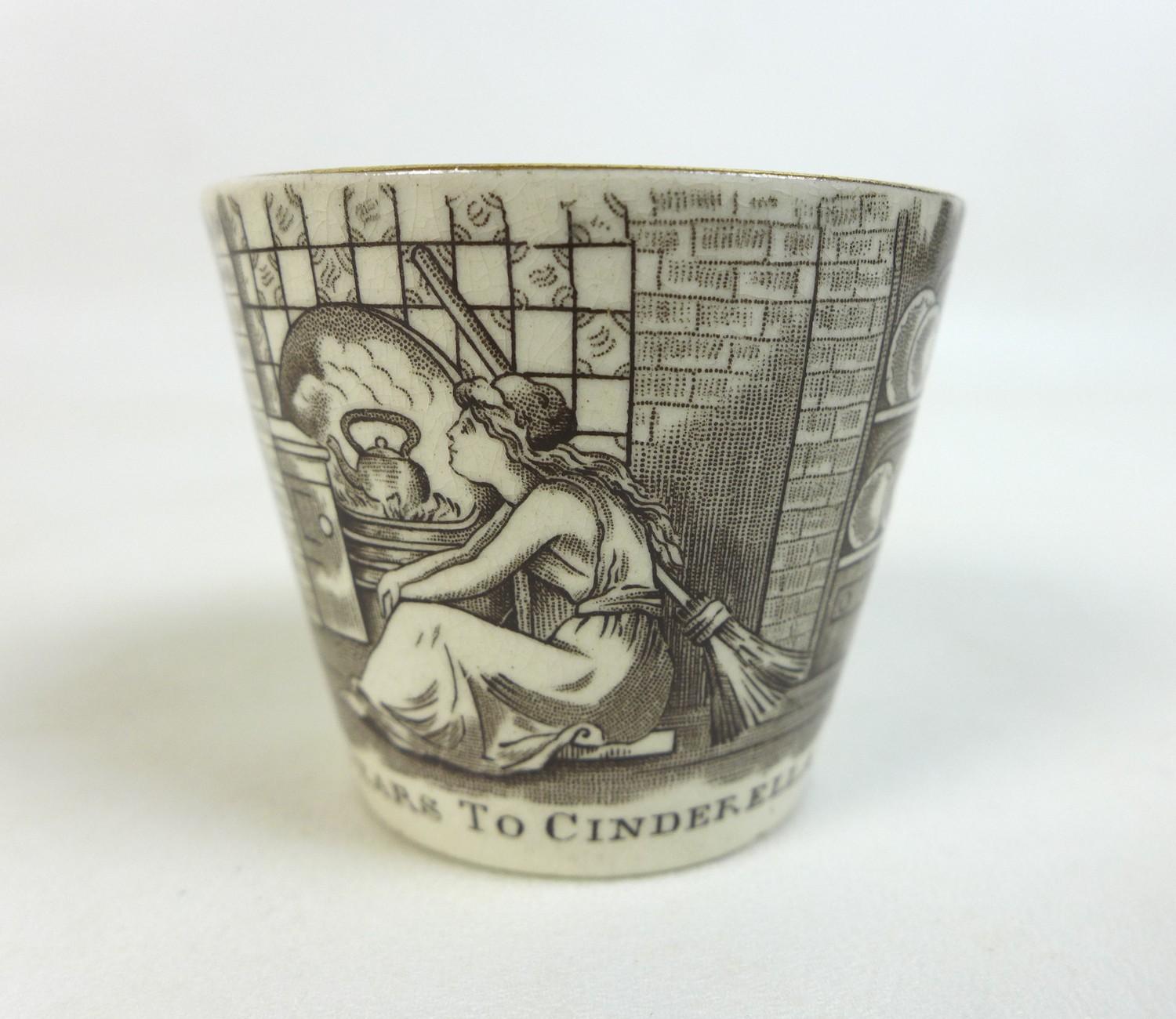 An unusual Victorian ceramic child's tea set, the whole decorated with scenes from Cinderella, - Image 8 of 18