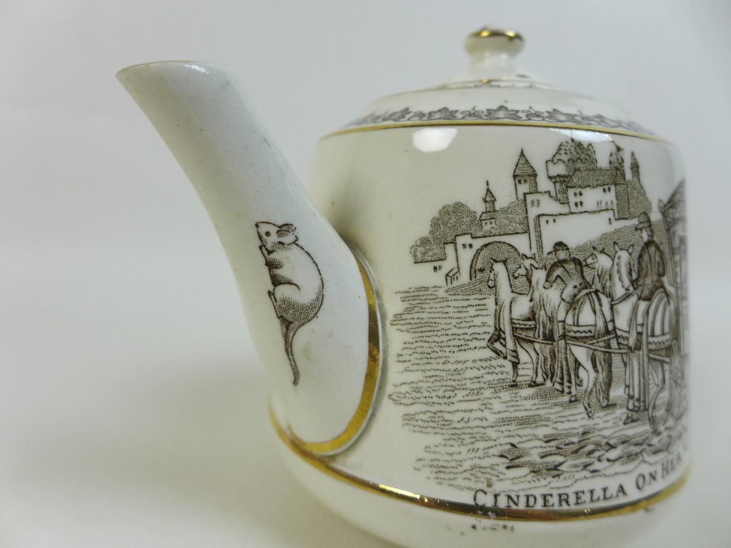 An unusual Victorian ceramic child's tea set, the whole decorated with scenes from Cinderella, - Image 3 of 18