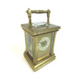 A Victorian gilt brass carriage clock, with very faint remains of signature below dial, but
