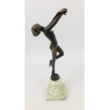 A mid 20th century German bronze figurine of a female nude en attitude, marked to the base, 'Made in