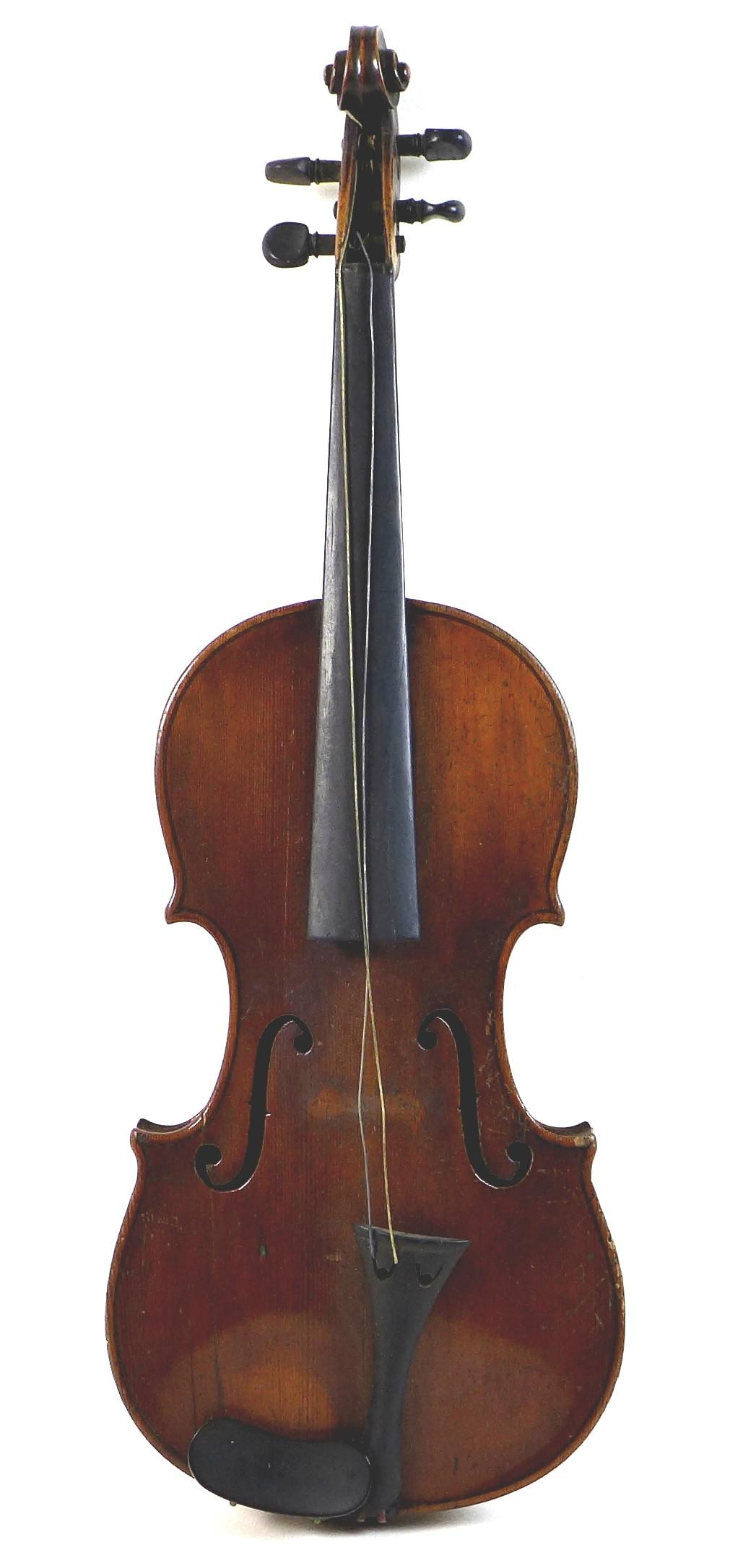 A 19th century violin, full size 4/4, well carved scroll, two piece back, outlined throughout with - Image 3 of 23