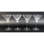 Two pairs of boxed Bulgari Rosenthal cocktail martini glasses, each glass with a single opaque