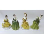 A group of four Royal Doulton figurines, modelled as Sandra HN2275, Fleur HN2368, Coralie HN230, and