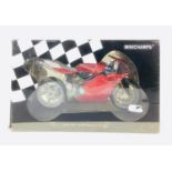 A Minichamps die-cast 1:6 scale model Ducati 998R in red, with a window box for Ducati 996.